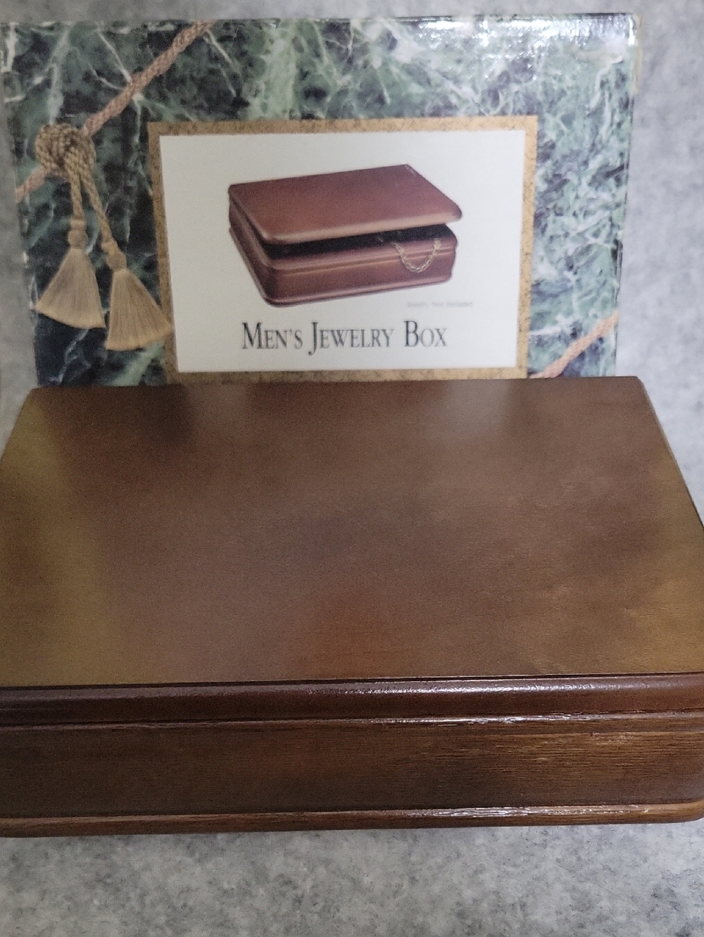 Classic Walnut Finish Jewelry Box - Hunter Green Lining NIB